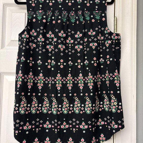 NWT Ann Taylor Womens Top Ruffle Floral Boho Feminine Cottage Whimsigoth Black L - Picture 8 of 8